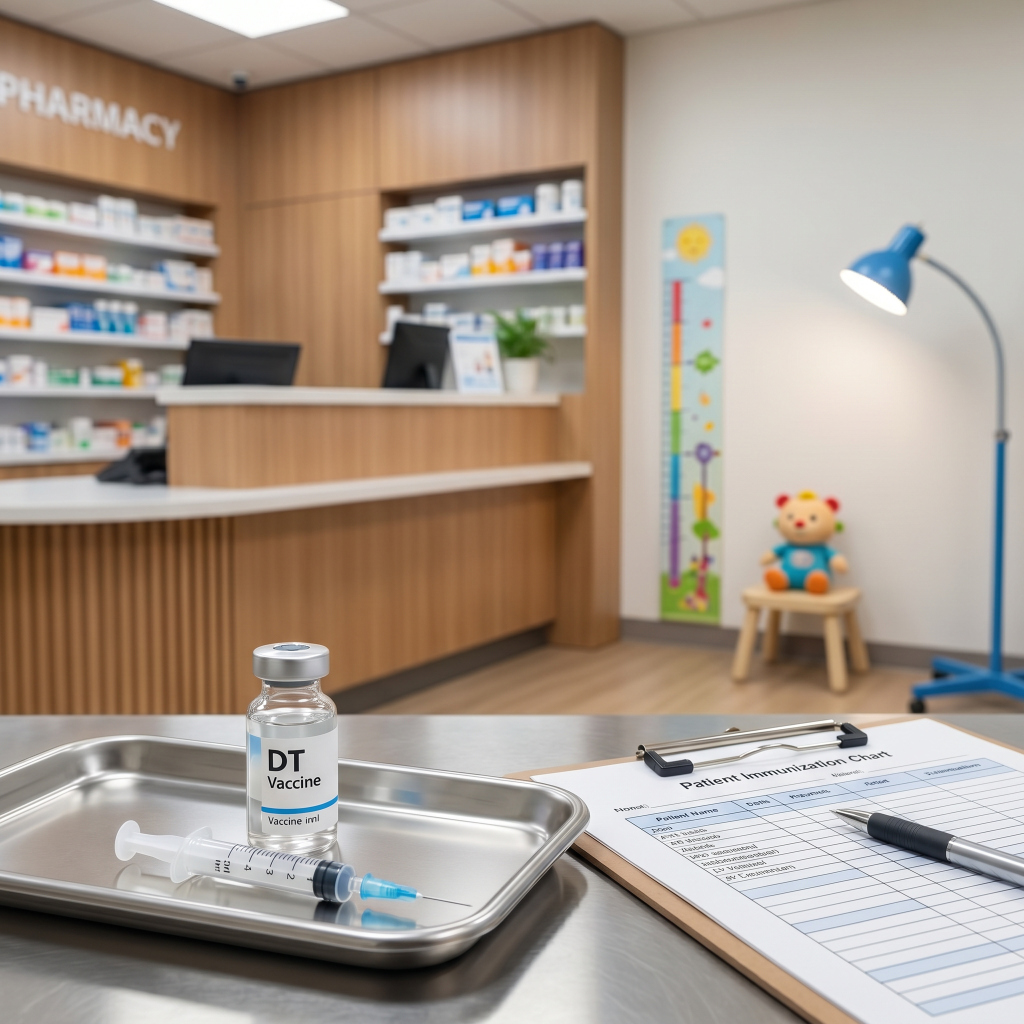 Community pharmacist preparing vaccine clinical service workflow