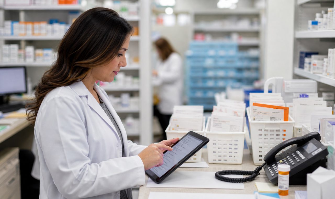 A realistic editorial image representing adherence risk programs for independent pharmacy professionals.