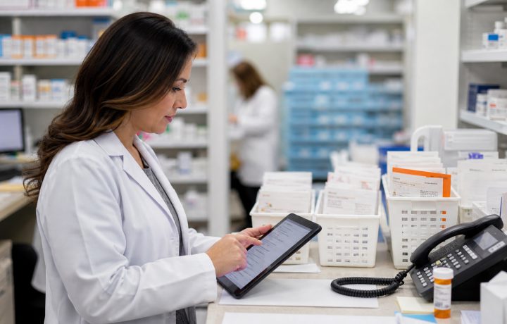 A realistic editorial image representing adherence risk programs for independent pharmacy professionals.