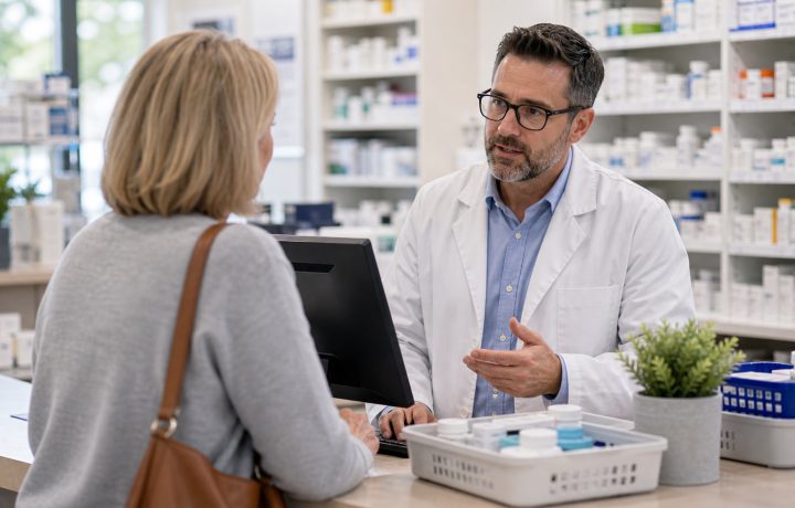 A realistic editorial image representing drug shortage communication for independent pharmacy professionals.