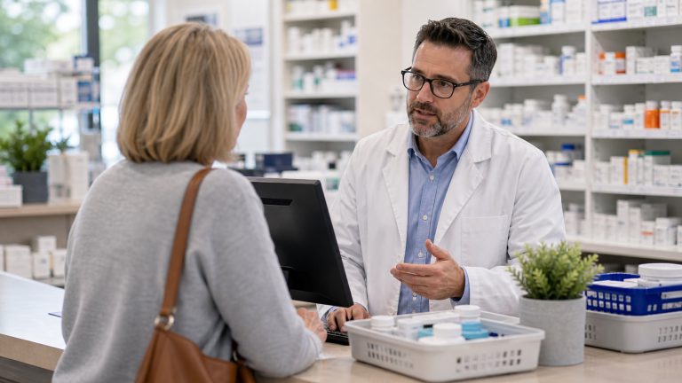 A realistic editorial image representing drug shortage communication for independent pharmacy professionals.