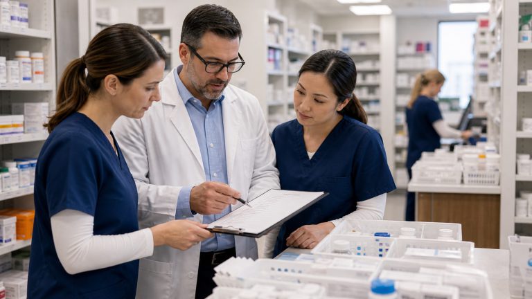 A realistic editorial image representing repeatable pharmacy workflow for independent pharmacy professionals.