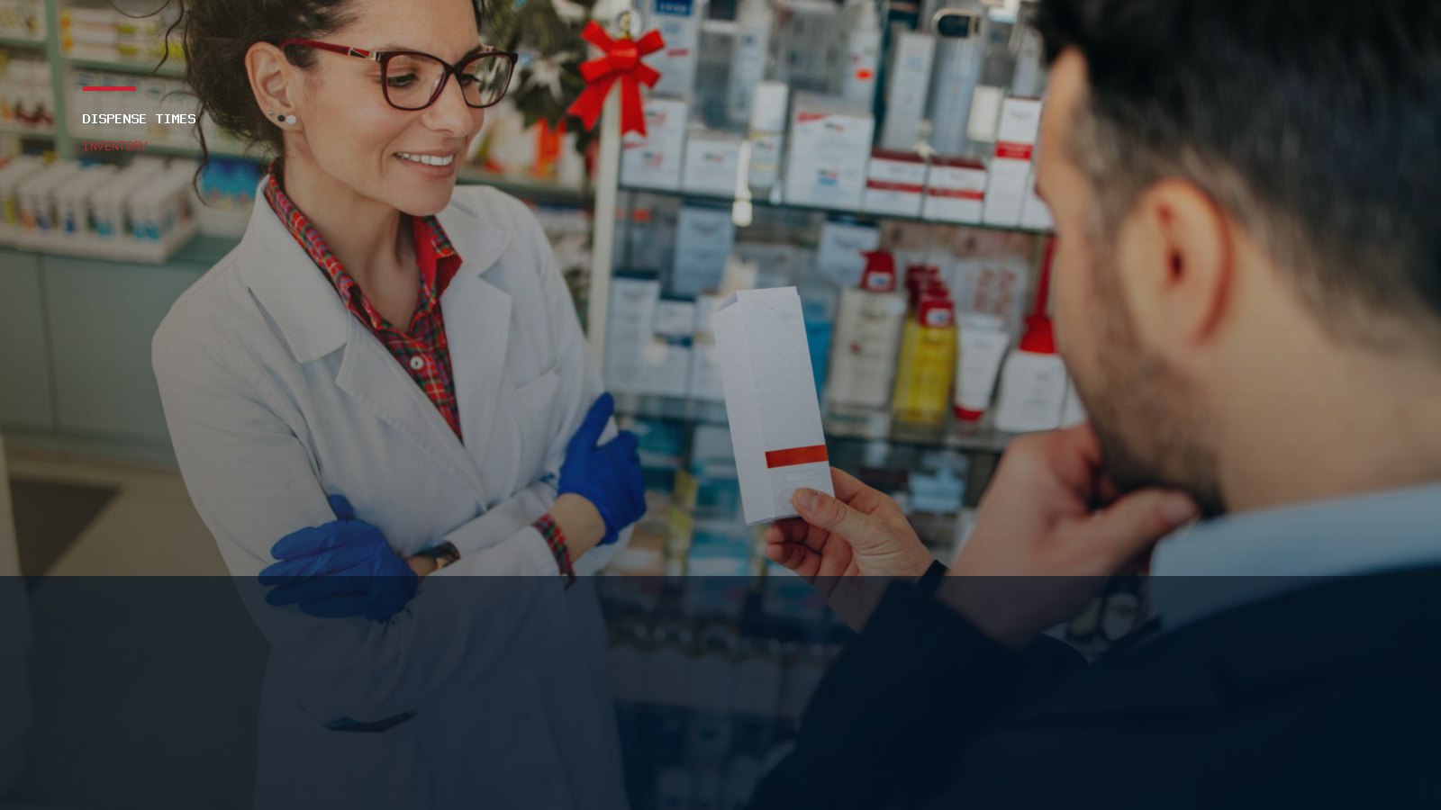 Independent pharmacy shelves and inventory review materials