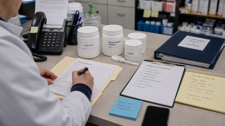 Compounding editorial featured image for How Compounding Pharmacies Can Build Trust With Providers and Patients, showing a realistic pharmacy operations scene