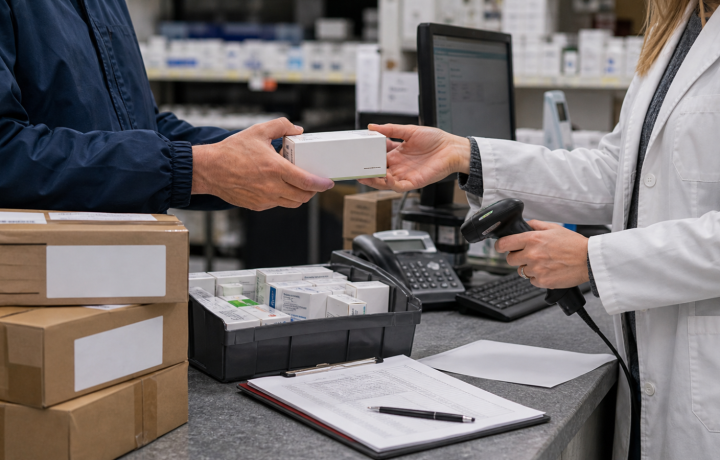 DSCSA editorial featured image for How Wholesaler and Trading Partner Readiness Affects Pharmacies, showing a realistic pharmacy operations scene