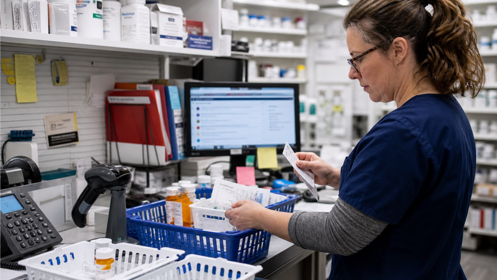 Automation editorial featured image for Pharmacy Automation Opportunities That Save Staff Time, showing a realistic pharmacy operations scene