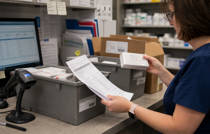 DSCSA editorial featured image for What Independent Pharmacies Should Review in Their DSCSA Workflow, showing a realistic pharmacy operations scene