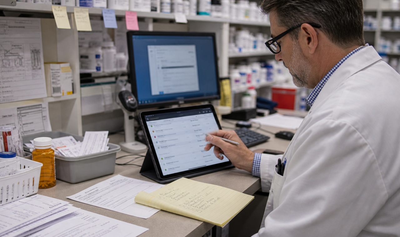 AI Workflow editorial featured image for Where AI Workflow Can Help Independent Pharmacies First, showing a realistic pharmacy operations scene