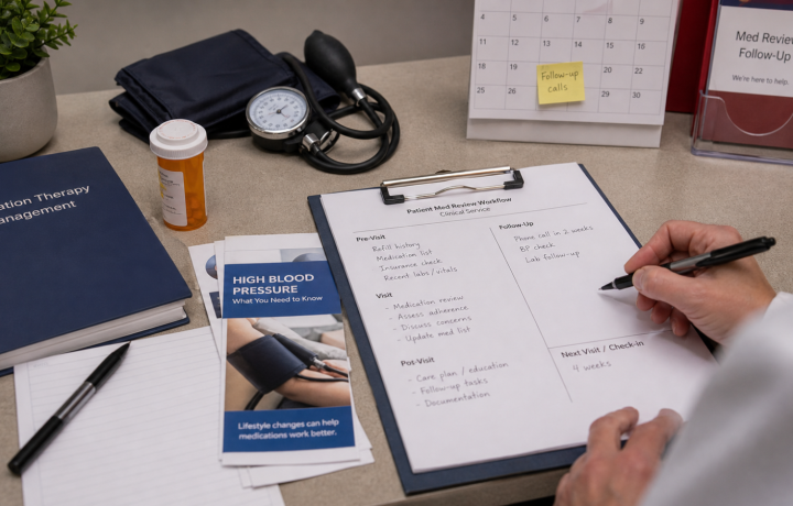 Clinical Services editorial featured image for Why Clinical Services Require Better Workflow Design, showing a realistic pharmacy operations scene