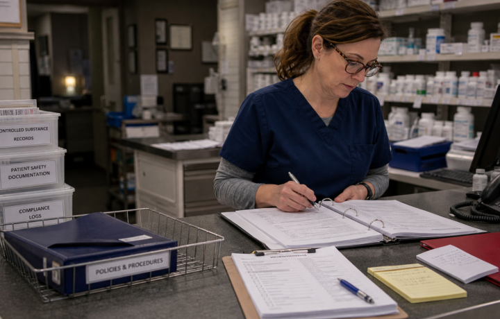 Compliance editorial featured image for Why Compliance Should Be Built Into Daily Pharmacy Workflow, showing a realistic pharmacy operations scene