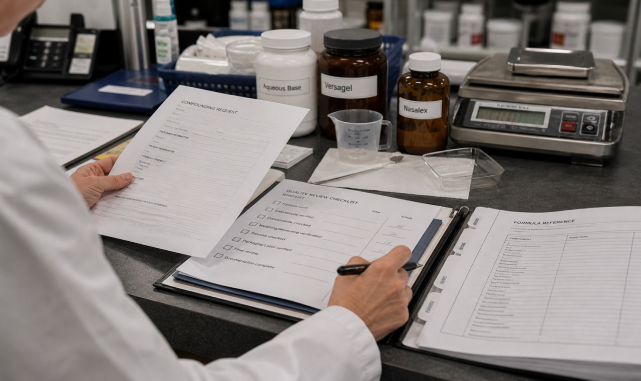 Compounding editorial featured image for Why Documentation and Process Matter in Compounding, showing a realistic pharmacy operations scene