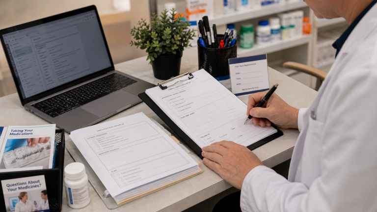 Clinical Services editorial featured image for Why Documentation Matters for Pharmacy Clinical Programs, showing a realistic pharmacy operations scene