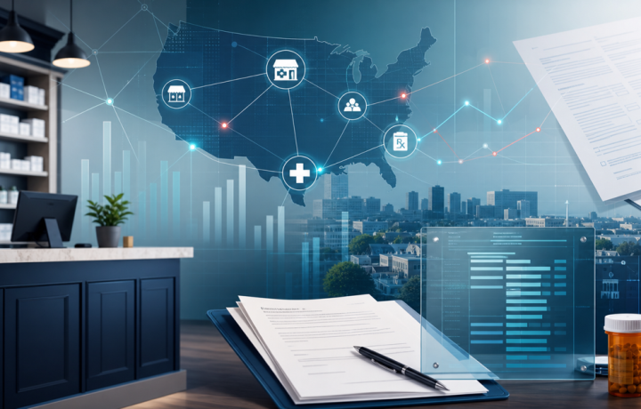 Healthcare policy and independent pharmacy PBM reform editorial illustration