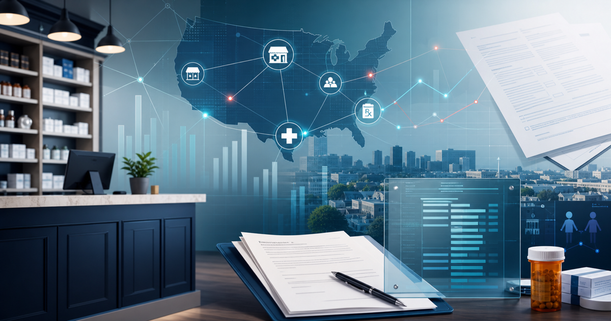 Healthcare policy and independent pharmacy PBM reform editorial illustration