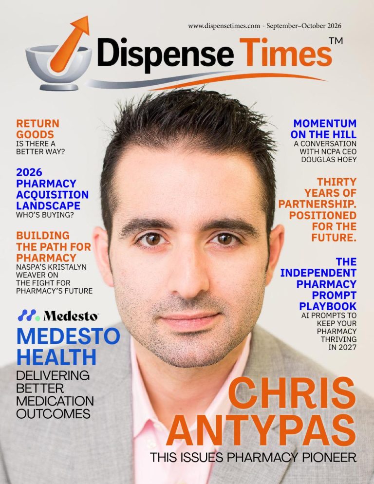 Dispense Times Magazine September–October 2026 cover featuring Chris Antypas of Medesto Health